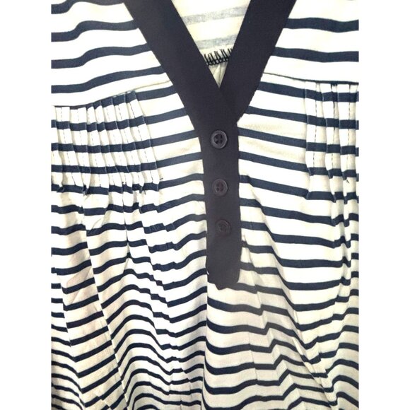 Falechay Womens 2XL Striped Top With Puff Sleeves & Button Detail - Picture 2 of 12